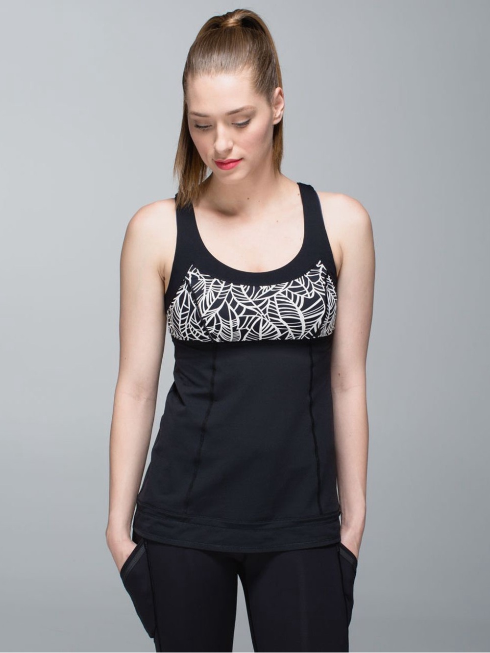 Lululemon Run: Ta Ta Topper Black / Pretty Palm Black Angel Wing